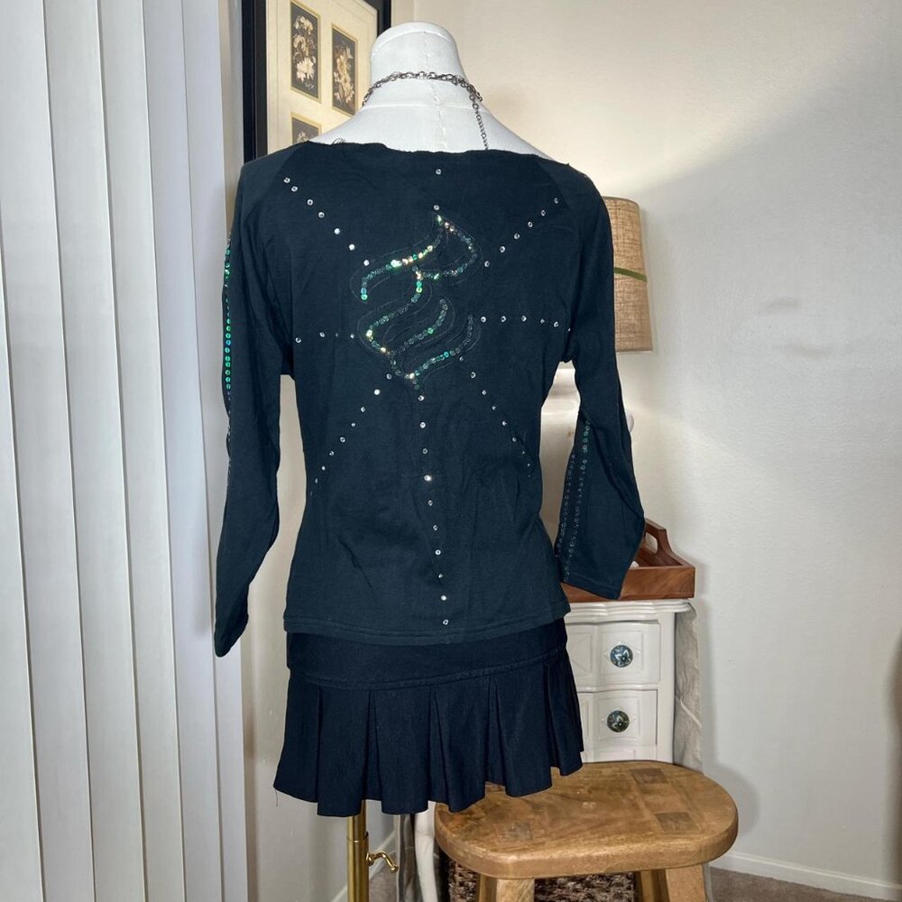 2000s Roca wear Rhinestone Three Quarter Tee - Picture 4 of 5